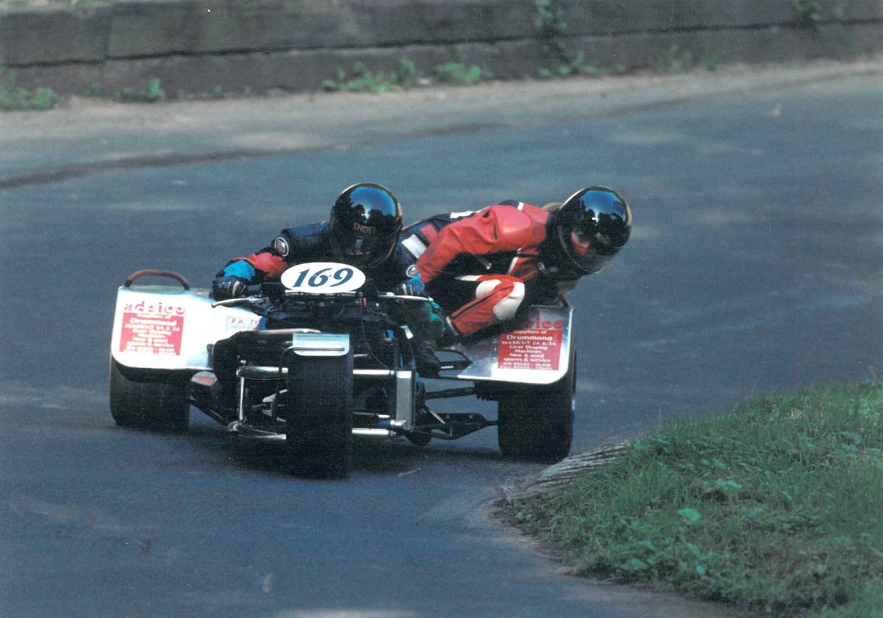 Bill hillclimbing a racing trike at Wiscombe Park